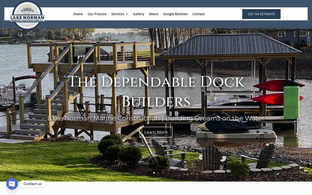 Lake Norman Marine Construction dock builder website designed by Wabu Web Design