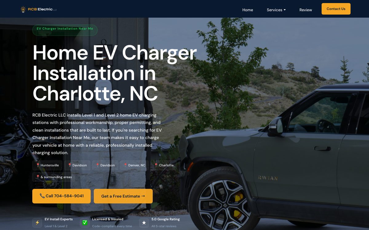 RCB Electric website designed by Wabu Web Design